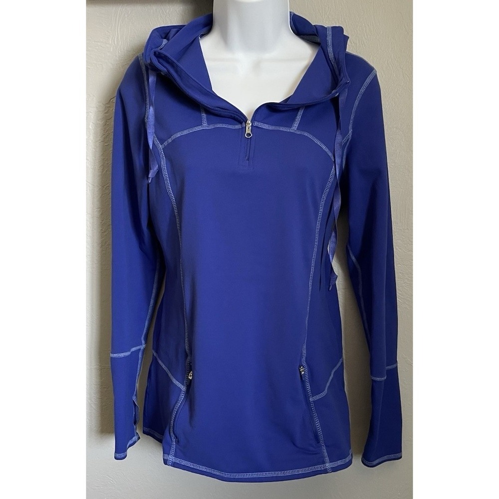 KIRKLAND Signature Women's 1/4 Zip Pullover Stretch Blue Track Jacket Medium